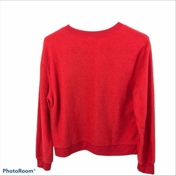 No Boundaries Red Fuzzy Santa Sweatshirt Size Med - Picture 3 of 8